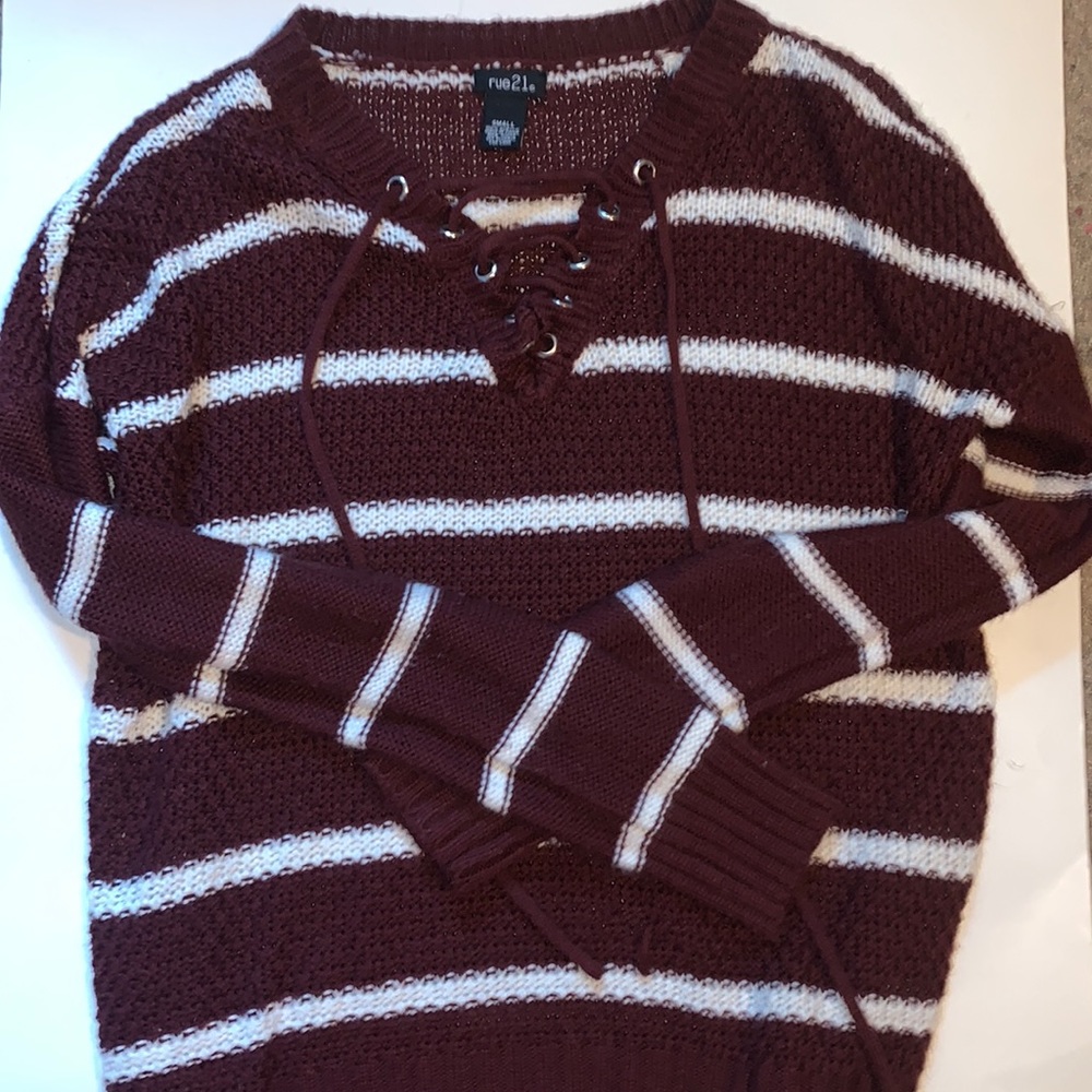 burgundy striped sweater